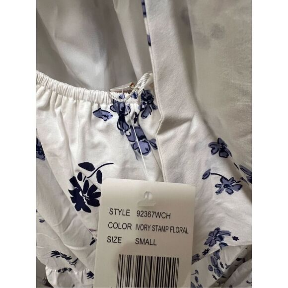 WAYF Women's Tie Back Puff Sleeve Midi Dress Ivory Stamp Floral size S NWT $128 - Picture 6 of 6